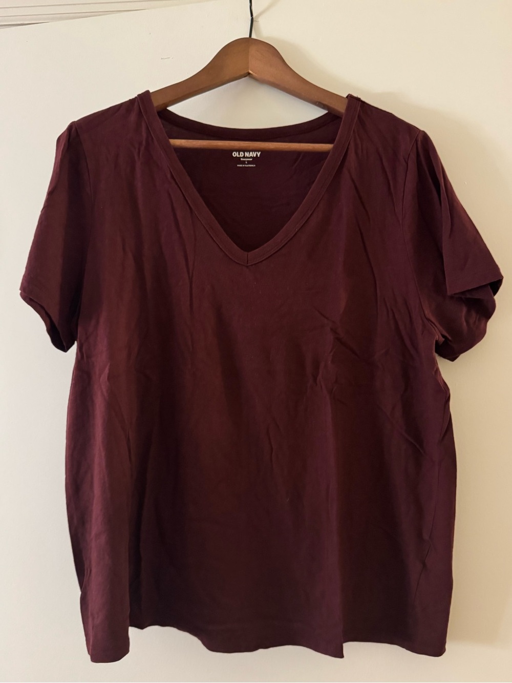 Old Navy Women's V-Neck T-Shirt in Deep Burgundy
